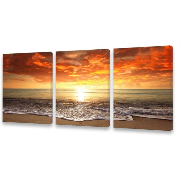 S0146 3 pieces Canvas Prints Wall Art Sunset Ocean Beach Pictures